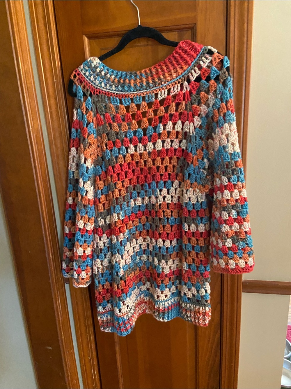 Multicolor Crochet Knit Women's Sweater